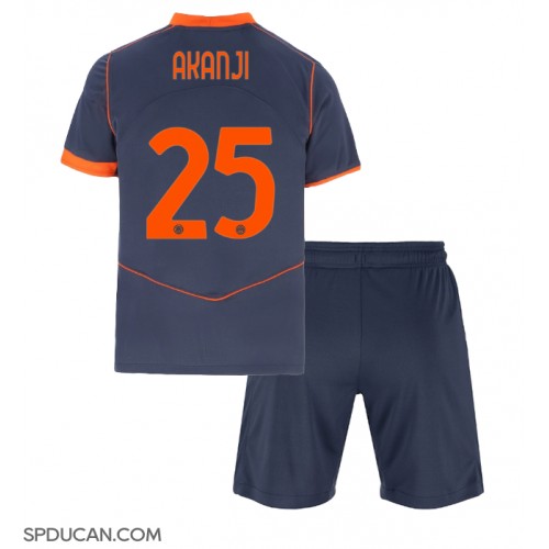 Dječji Nogometni Dres Inter Milan Manuel Akanji #25 Rezervni 2025-26 Kratak Rukav (+ Kratke hlače)